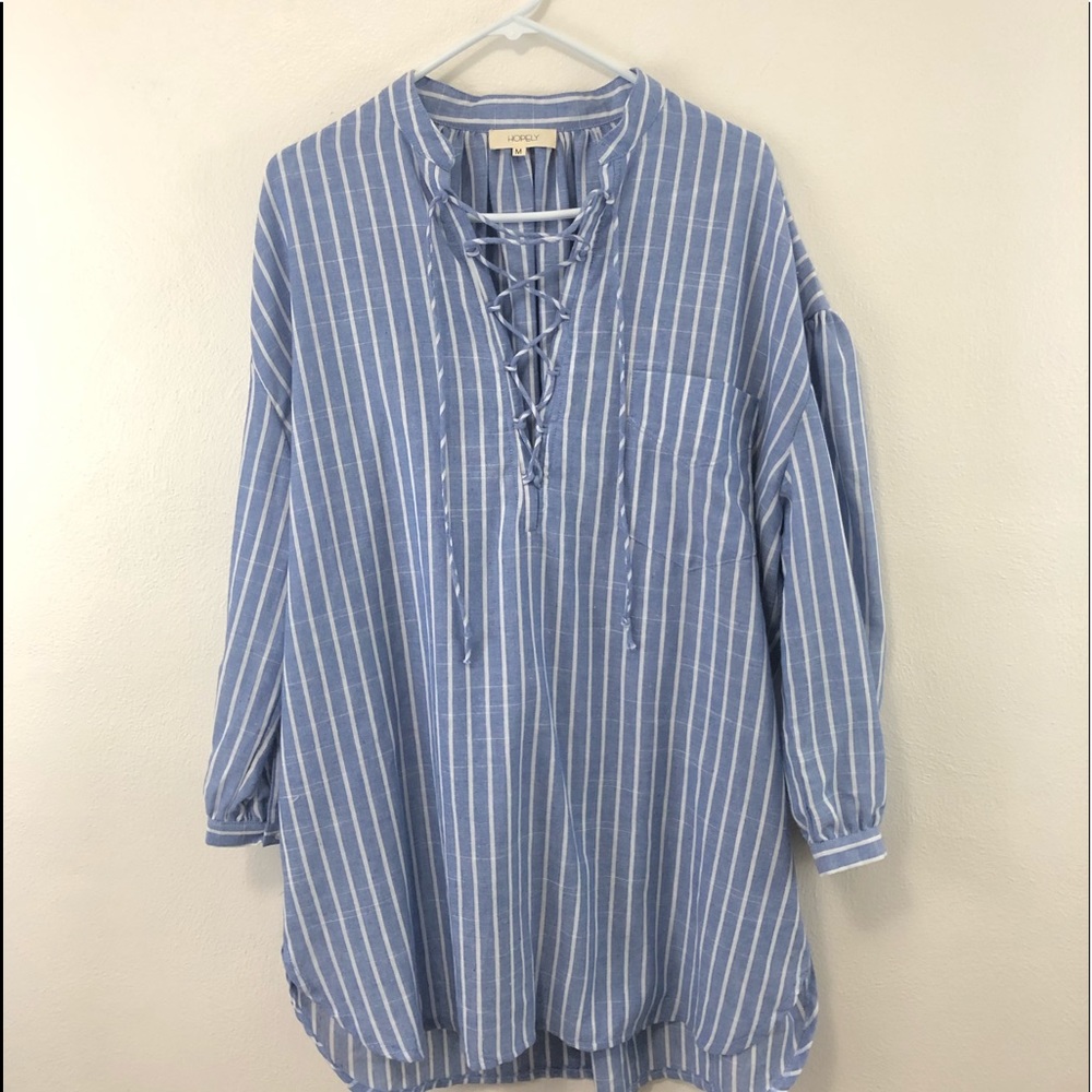 HOPELY tie front OVERSIZED striped coverup size M